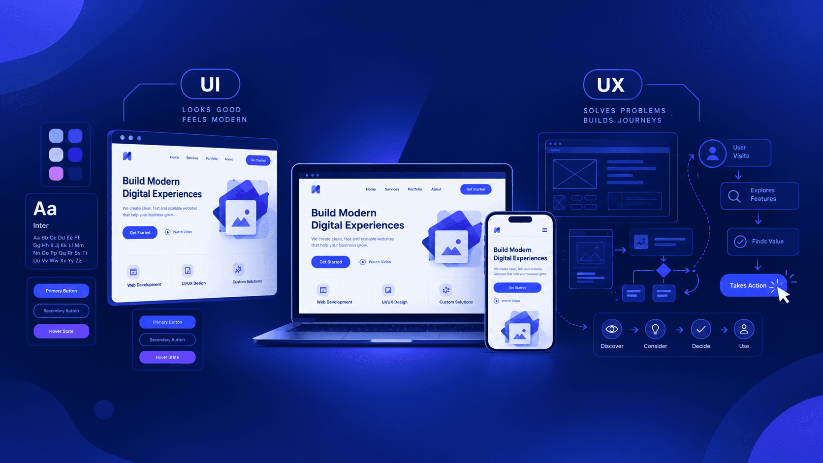 UI and UX design wireframes and prototype shown in Figma